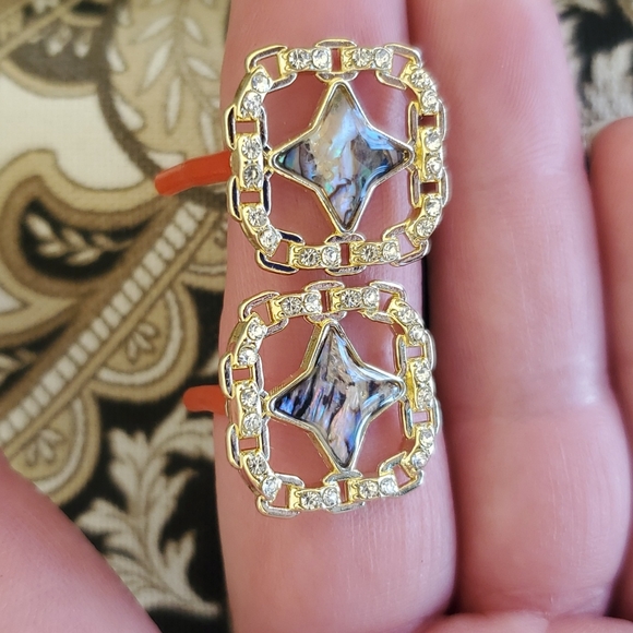 New Gold Wrapped Abalone Shell Stud Earrings. - Picture 6 of 16